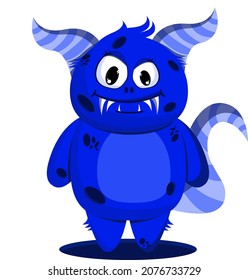 Monstruo azul con cuernos y cola