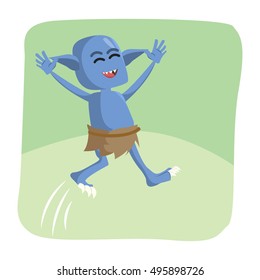 blue monster jumping vector illustration design