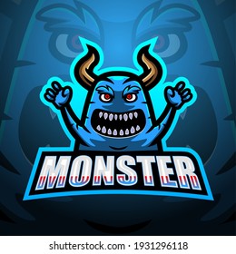 Blue monster mascot logo design