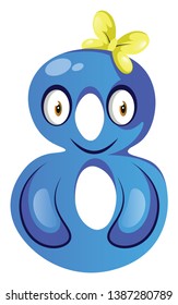 Blue monster in number eight shape illustration vector on white background