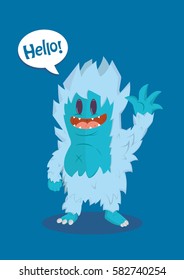 Blue monster on blue background