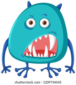 Un monstruo azul en la ilustración de fondo blanco