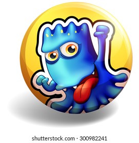Blue monster on the yellow badge