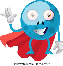 Blue monster with red cape, illustration, vector on white background.