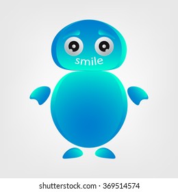 Blue Monster. Sad Monster. Vector Illustration