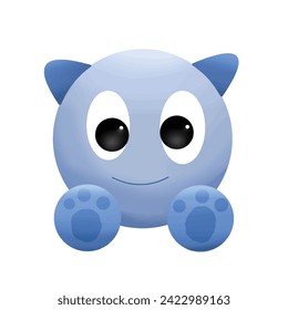 A blue monster was sitting and watching.