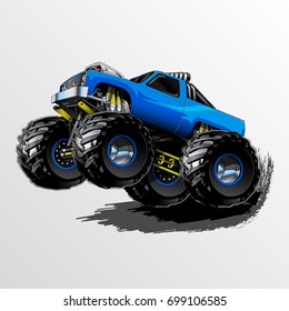 Blue Monster Truck with Supercharger and KC Lights