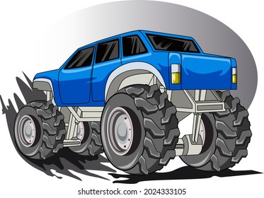 the blue monster truck vector