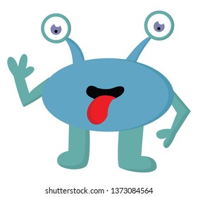 Blue Monster Two Antennae Shaped Eyes Stock Vector (Royalty Free ...