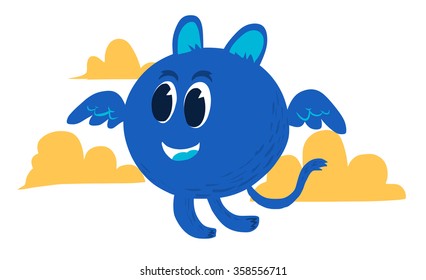 Blue monster with wing