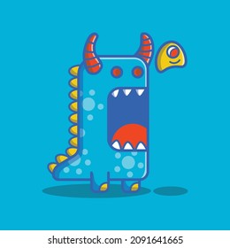 Blue monster and the yellow slime character vector art design 