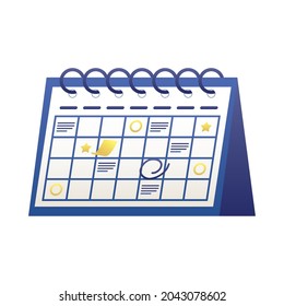 blue month calendar on white background