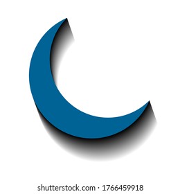 Luna azul y sombra negra en un fondo blanco, signo de diseño, ilustración vectorial