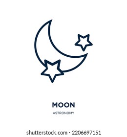 blue moon icon from astronomy collection. Thin linear blue moon, moon, cartoon outline icon isolated on white background. Line vector blue moon sign, symbol for web and mobile