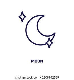 blue moon icon from astronomy collection. Thin linear blue moon, moon, star outline icon isolated on white background. Line vector blue moon sign, symbol for web and mobile