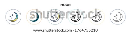 Blue moon icon in filled, thin line, outline and stroke style. Vector illustration of two colored and black blue moon vector icons designs can be used for mobile, ui, web