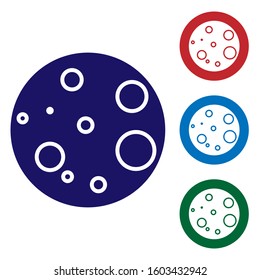 Blue Moon icon isolated on white background. Set color icons in circle buttons. Vector Illustration