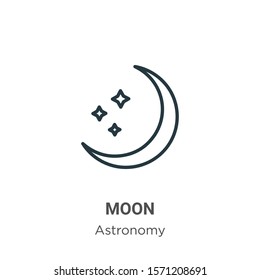Blauer Mond Umriss Vektorillustration Symbol. Dünne Linie, schwarz-blauer Mond Symbol, einfache flache Vektorillustration-Elementgrafik aus bearbeitbarem Astronomiekonzept einzeln auf weißem Hintergrund