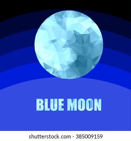 Blue Moon. Polygon. Sacred geometry. Abstract vector illustration.