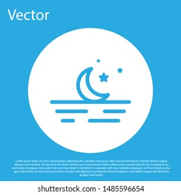 Blue Moon and stars icon isolated on blue background. White circle button. Vector Illustration
