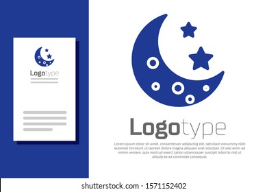 Blue Moon and stars icon isolated on white background. Logo design template element. Vector Illustration