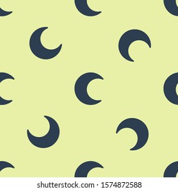 Blue Moon and stars icon isolated seamless pattern on yellow background.  Vector Illustration