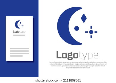 Blue Moon and stars icon isolated on white background. Cloudy night sign. Sleep dreams symbol. Night or bed time sign. Logo design template element. Vector Illustration