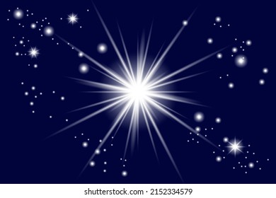 Blue moon stars sky. Astronomy science. Nature landscape. Space background. Vector illustration. stock image. 