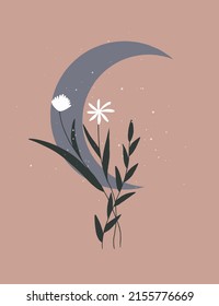 Blue moon with white flowers