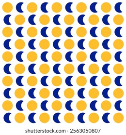 Blue Moon Yellow Sun Geometric Pattern Modern Shapes Background