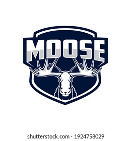 blue moose with emblem logo style