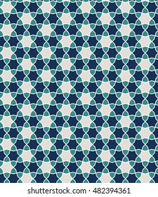 Blue Moroccan Pattern. Zellige tile. Islamic background. Stars ornament.