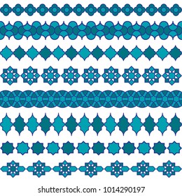 blue moroccan vector border patterns