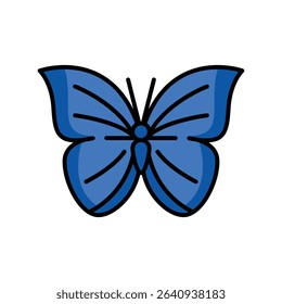 blue morpho butterfly color line icon for digital and print projects. South american animals. Minimal clean icons for apps and websites. Modern simple icons for UI UX and branding