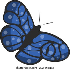blue morpho butterfly, vectorized, with polka dots