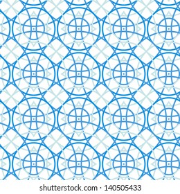 Blue mosaic, abstract water interference seamless pattern