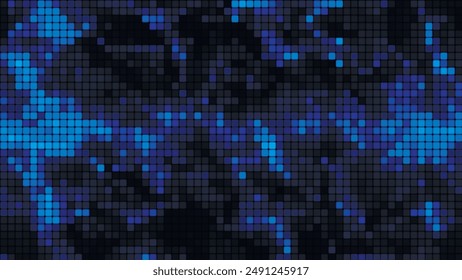 Fondo de mosaico azul en concepto de tecnología. Abstractas cuadrados led multicolores. Tecnología digital cuadrado de fondo de color azul. Fondo de cuadrícula de píxeles brillante. fondo de Vector
