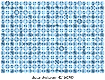 Blue Mosaic Circles.Color Vector Background with Bright Circles isolated on White.
