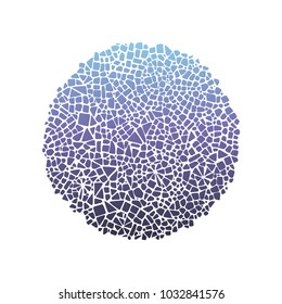 Blue Mosaic design element in circle form. Abstract mosaic background. Ceramic tile texture. Easy to recolor. Gradient.