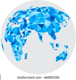 Blaue mosaike geometrische abstrakte Globus auf Weiß. Vektorgrafik. 