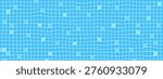 Blue mosaic horizontal pattern. Water pool rippled, wavy design. Blue tiles. 