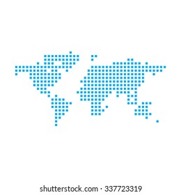 A Blue Mosaic Icon Isolated on a White Background - World Map