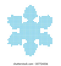 A Blue Mosaic Icon Isolated on a White Background - Snowflake