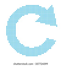 A Blue Mosaic Icon Isolated on a White Background - Recycle