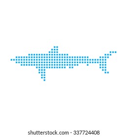 A Blue Mosaic Icon Isolated on a White Background - Shark