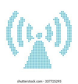 A Blue Mosaic Icon Isolated on a White Background - Radio Tower