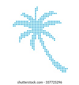 A Blue Mosaic Icon Isolated on a White Background - Palm Tree