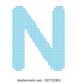A Blue Mosaic Icon Isolated on a White Background - N