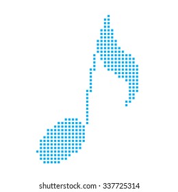 A Blue Mosaic Icon Isolated on a White Background - Musical Note