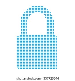 A Blue Mosaic Icon Isolated on a White Background - Padlock